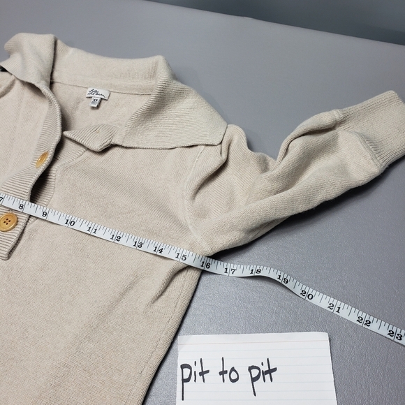 LL bean light tan 3/4 sleeve sweater, cashmere silk blend women's size XS - Picture 6 of 8